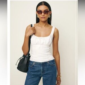 Reformation Balia Linen Top White Size 4